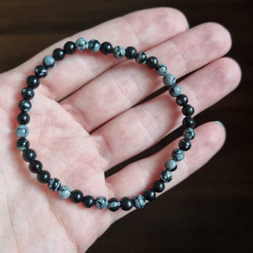Náramek OBSIDIÁN VLOČKOVÝ 4mm — foto 2