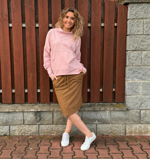 Hnědá sukně s kapsami krátká — foto 6