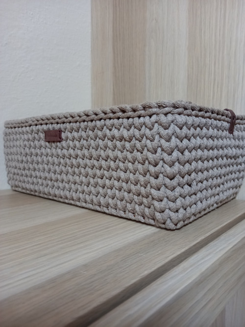 Háčkovaný košík mocca — foto 4