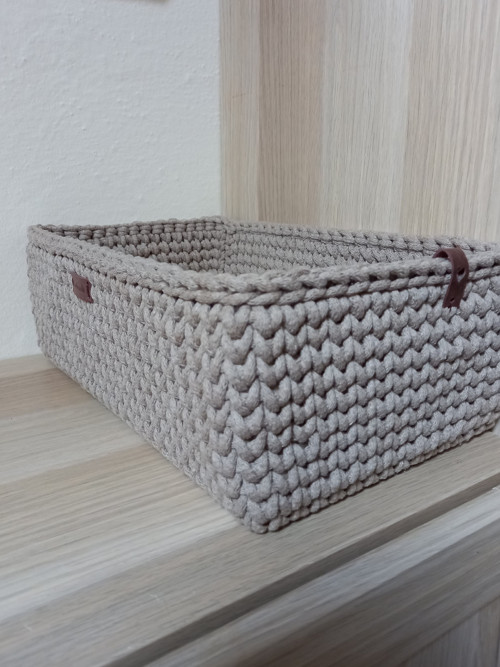 Háčkovaný košík mocca — foto 6