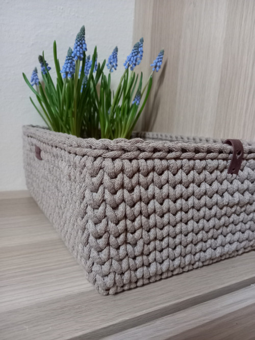 Háčkovaný košík mocca — foto 2