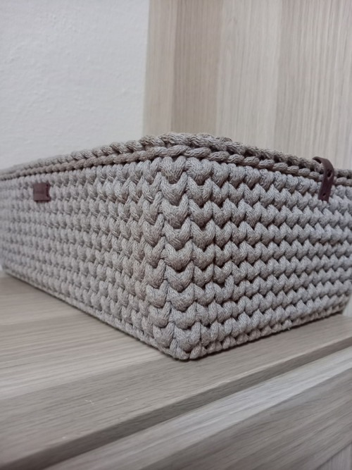 Háčkovaný košík mocca — foto 5