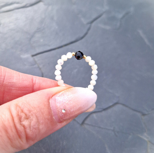 Spinel*broušená přírodní perleť*Ag*prsten — foto 6