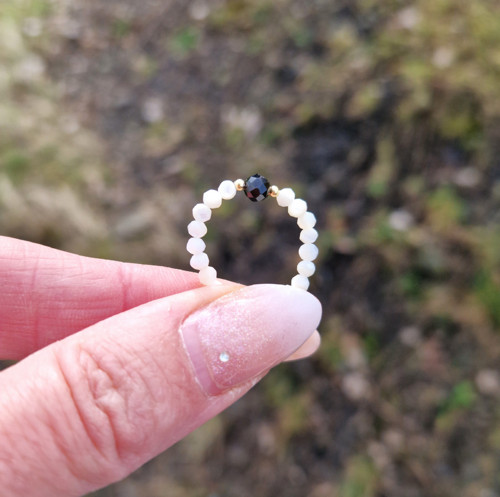 Spinel*broušená přírodní perleť*Ag*prsten — foto 2