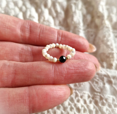 Spinel*broušená přírodní perleť*Ag*prsten — foto 5