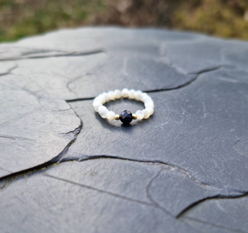 Spinel*broušená přírodní perleť*Ag*prsten — foto 4