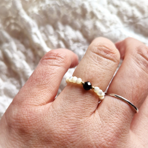 Spinel*broušená přírodní perleť*Ag*prsten — foto 3