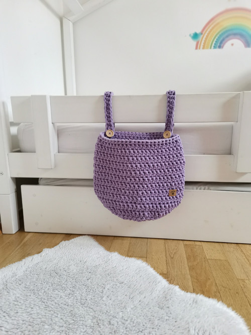 Háčkovaný kapsář na postýlku- fialový — foto 5
