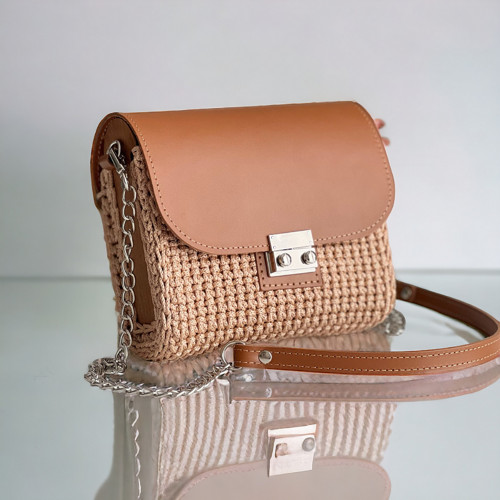Háčkovaná kabelka/ Crossbody 'SOFIA' / karamel — foto 3
