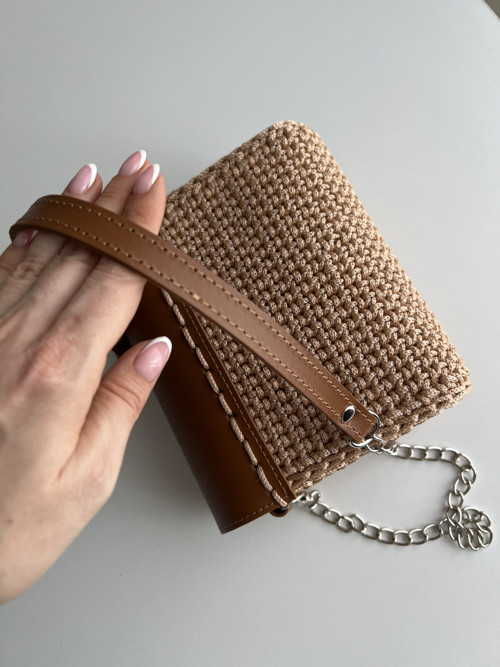 Háčkovaná kabelka/ Crossbody 'SOFIA' / karamel — foto 4