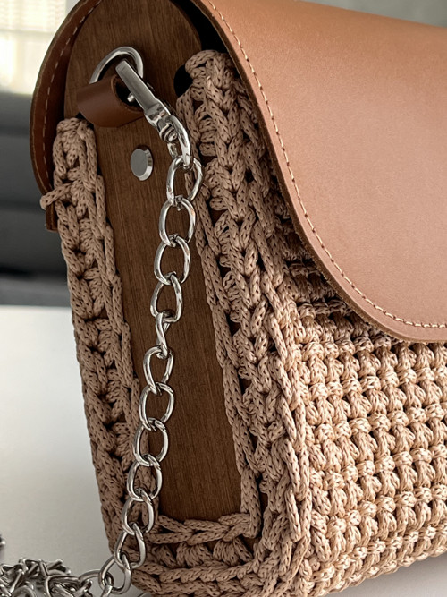 Háčkovaná kabelka/ Crossbody 'SOFIA' / karamel — foto 6