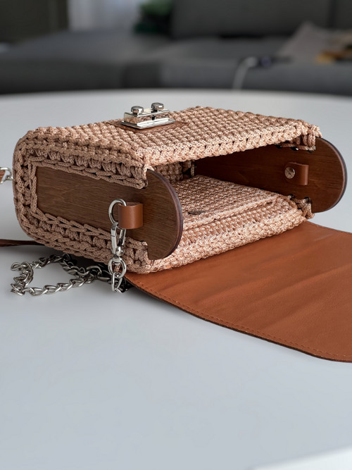 Háčkovaná kabelka/ Crossbody 'SOFIA' / karamel — foto 2