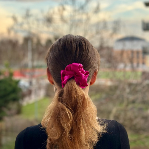 HOT PINK - hedvábná scrunchie JUMBO — foto 2