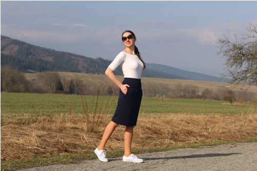 Krátka sukňa tmavomodrá — foto 5