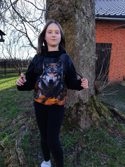 Mikina oversize - Vlčí mládě vel. 152 — foto 2