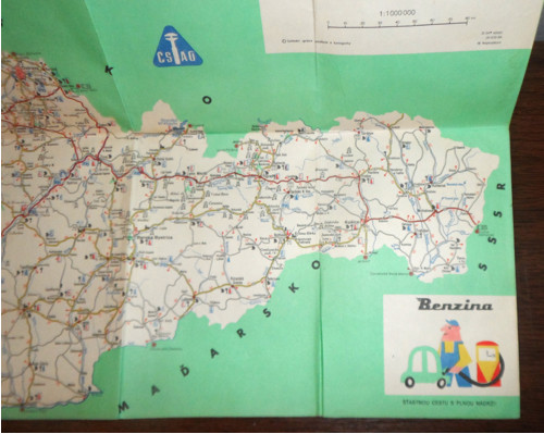 Turistická skládací MAPA ČSSR • Benzina — foto 2