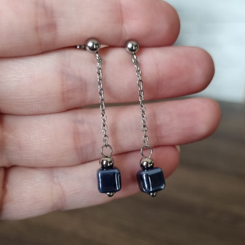 Mini CUBE náušnice - nerez ocel — foto 2