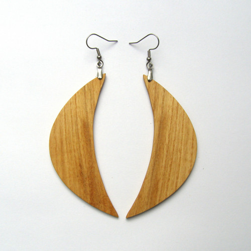 Drevené náušnice visiace - jaseňové — foto 2