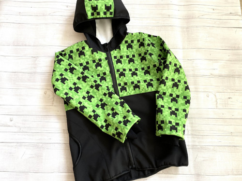 Softshell bunda dětská Kostky/černá Fleece — foto 3