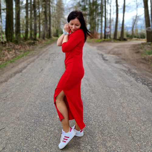 Červené dlouhé šaty Zoe ...S — foto 2