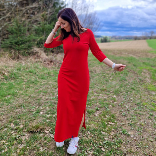 Červené dlouhé šaty Zoe ...M — foto 6