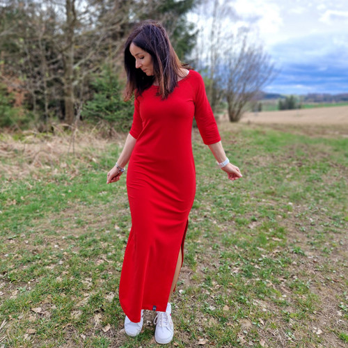 Červené dlouhé šaty Zoe ...M — foto 5