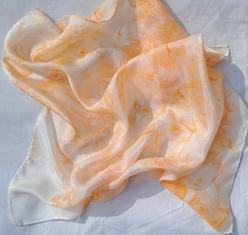 Oranžový mramor - šátek 55 x 55 — foto 3