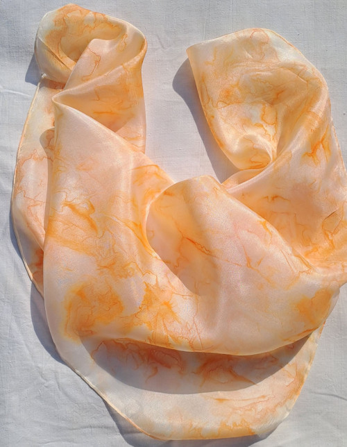 Oranžový mramor - šátek 55 x 55 — foto 4