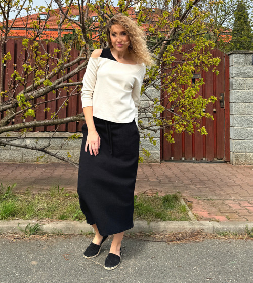 Černá vaflová sukně s kapsami dlouhá — foto 3