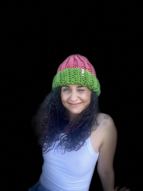 Chunky čapka malina+tráva — foto 4
