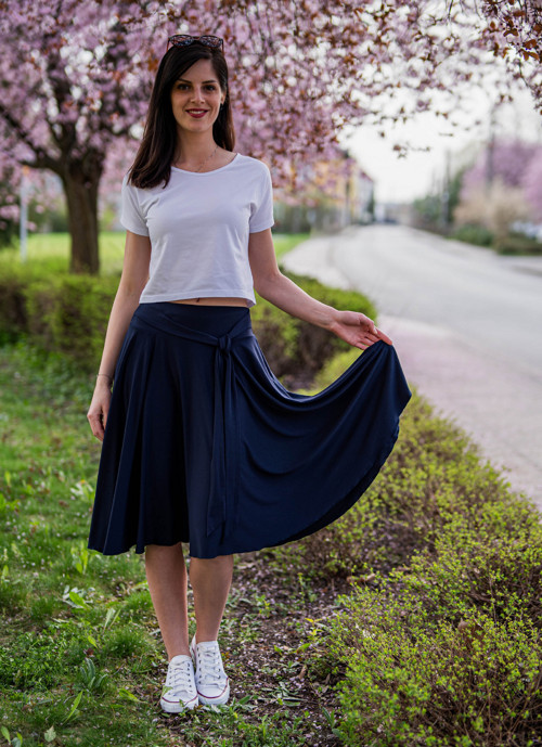 Midi sukně - tmavě modrá — foto 4