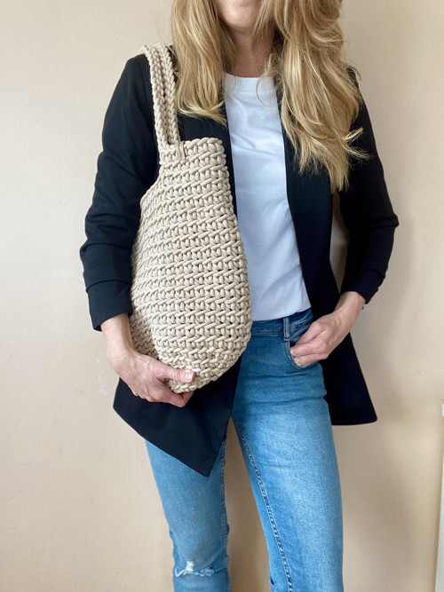 Háčkovaná kabelka Shopperka béžová — foto 5