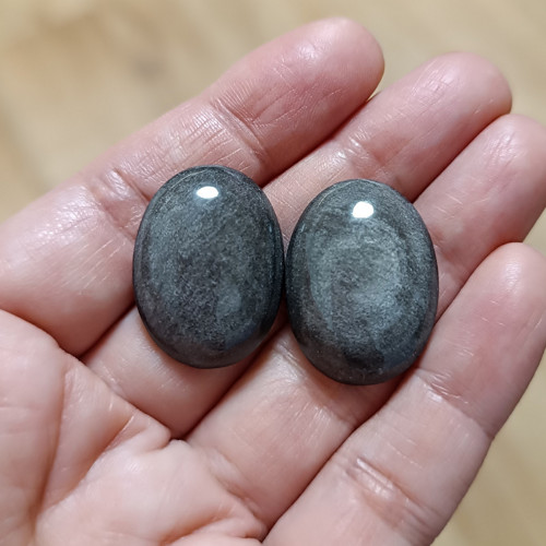 Obsidián - pár, ID 3781, 25x18 mm — foto 2