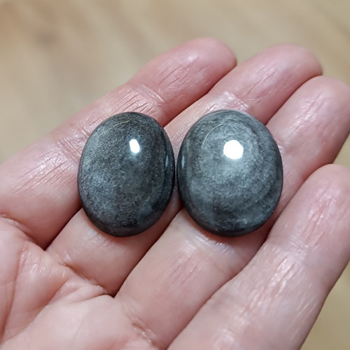 Obsidián - pár, ID 3781, 25x18 mm — foto 3