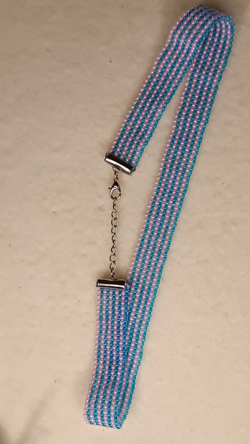 Náhrdelník choker modrá/růžová — foto 2