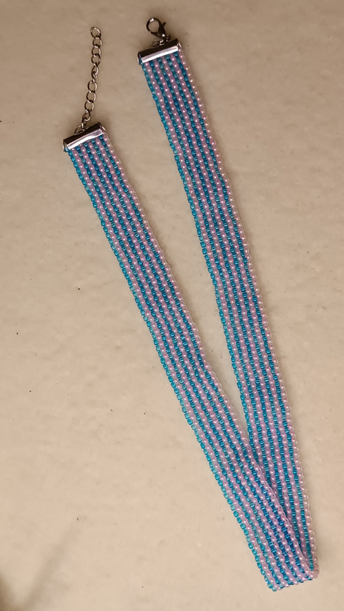 Náhrdelník choker modrá/růžová — foto 3