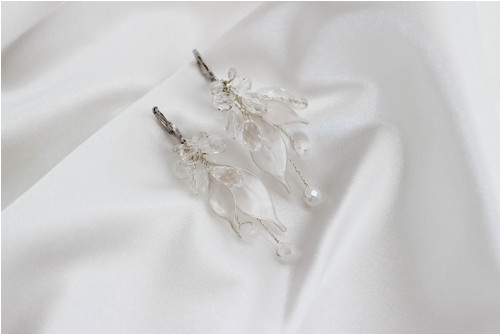 Náušnice Amélie s lístky a Swarovski — foto 4