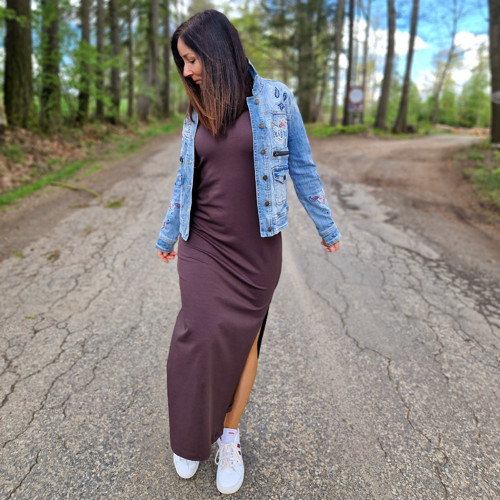 Hnědé dlouhé šaty Zoe ...M — foto 4
