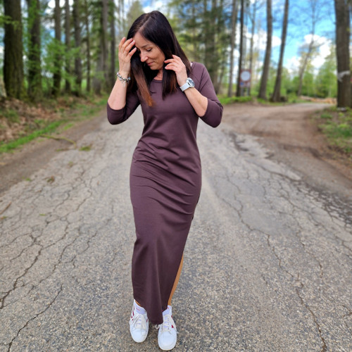 Hnědé dlouhé šaty Zoe ...L — foto 3