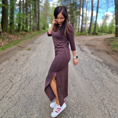 Hnědé dlouhé šaty Zoe ...L — foto 4