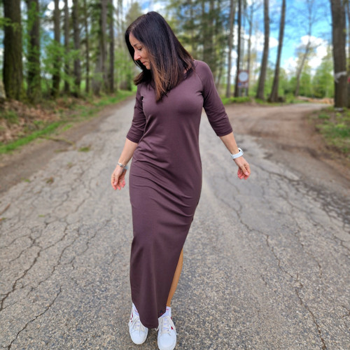 Hnědé dlouhé šaty Zoe ...L — foto 2
