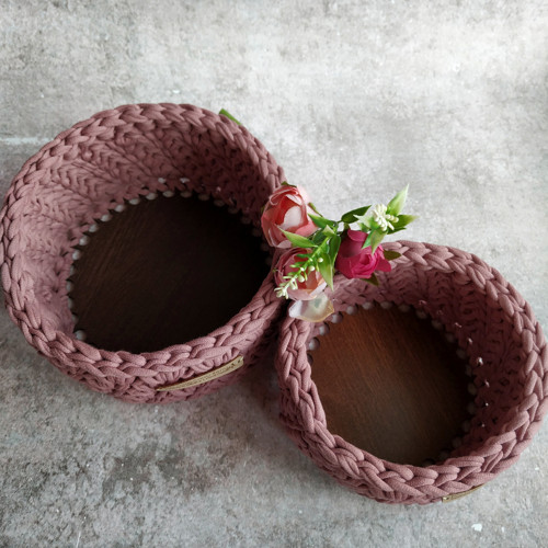 Háčkovaný košík Ø 15 | Chocolate — foto 3