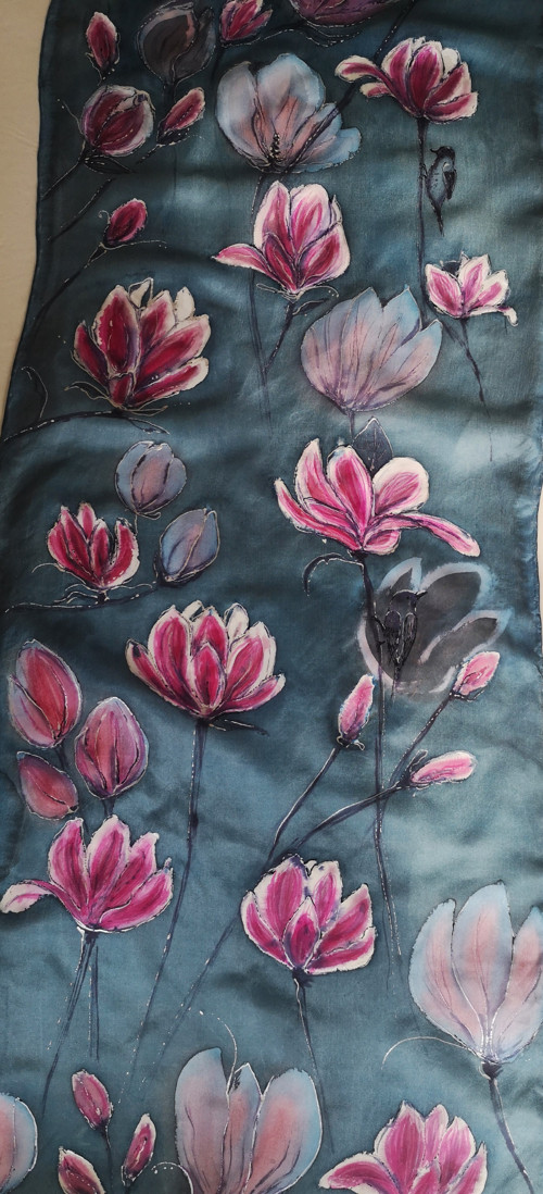 Hedvábná šála - Magnolie — foto 4