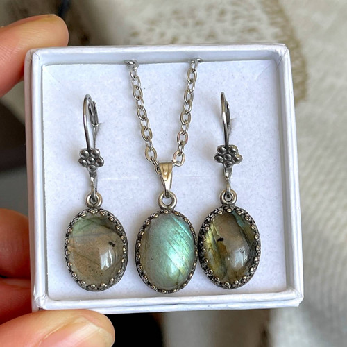 Vintage přívěsek s labradoritem E038 — foto 5