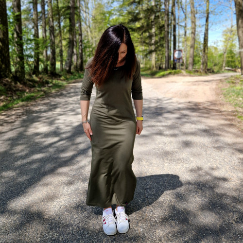 Khaki dlouhé šaty Zoe ...M — foto 3