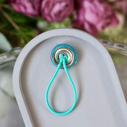 Buttonka - BonBon gumička - vyšívané - turquoise — foto 2
