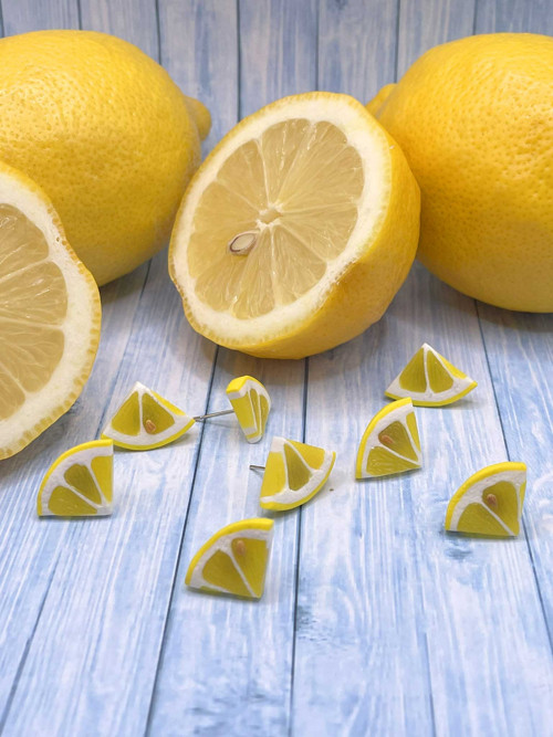 Náušnice citrony čtvrtky napichovací — foto 5