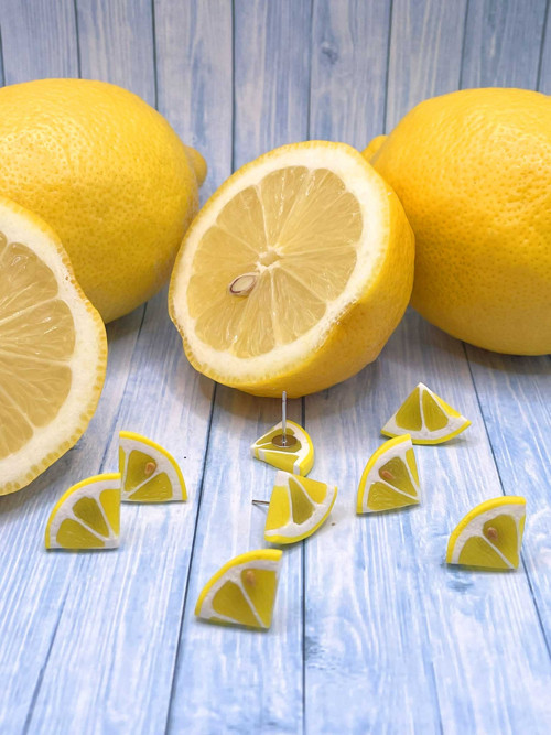 Náušnice citrony čtvrtky napichovací — foto 4