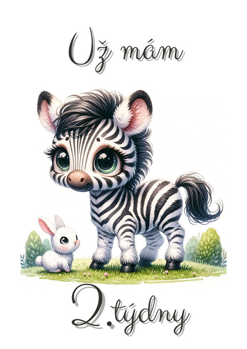 Milníkové kartičky - roztomilá ZEBRA — foto 4