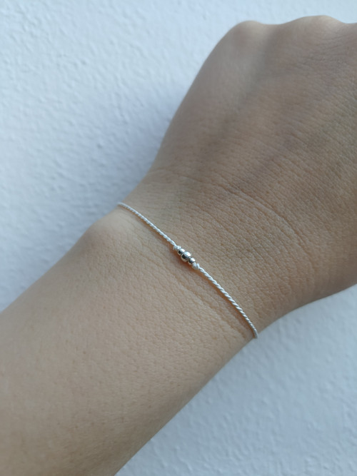 Náramek BASIC SILK (3) Luxury Silver ed. - white — foto 3